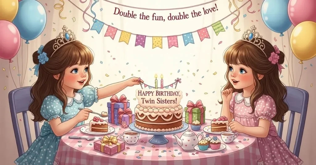 Cute Birthday Wishes for Twin Sisters