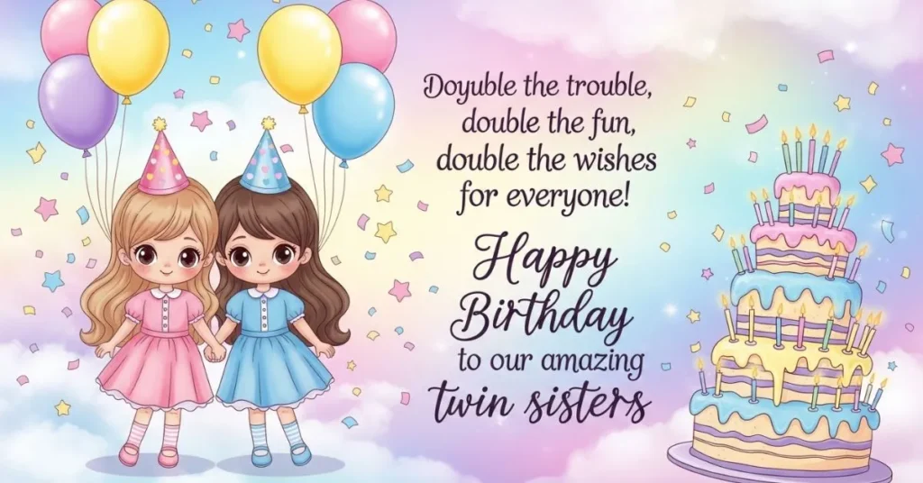 Sweet Birthday Wishes for Twin Sisters