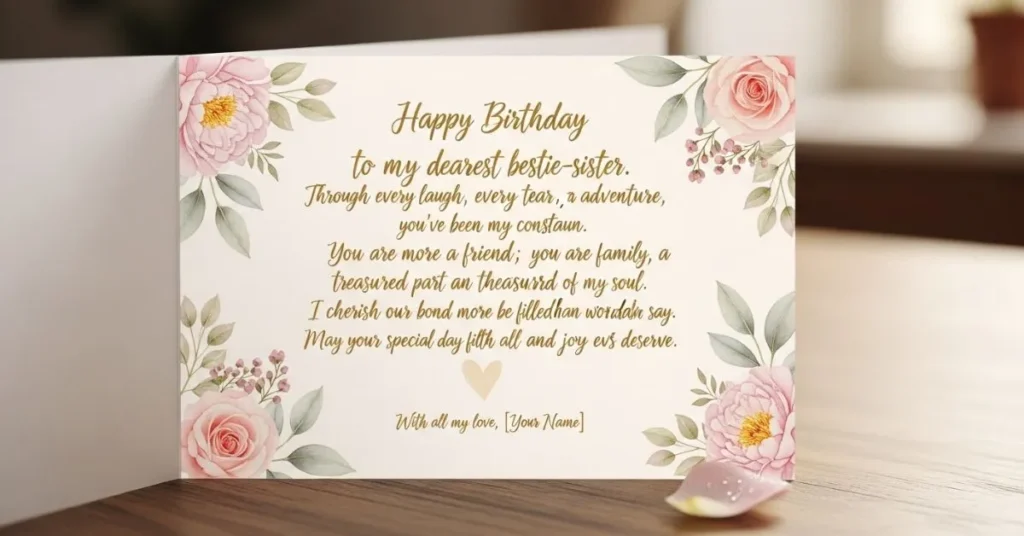 Emotional Birthday Wishes for Bestie Sister